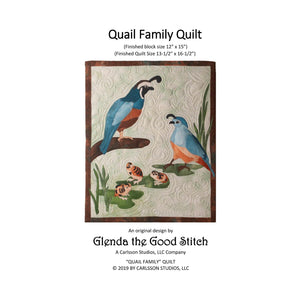 Front cover of Quail Family raw edge applique pattern cover by Glenda The Good Stitch