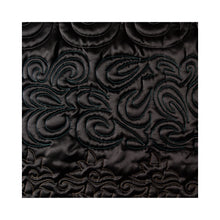 Load image into Gallery viewer, Plumes by Sweet Dreams Quilt Studio is an interlocking e2e pattern with a Modern feel.  It&#39;s shown here on black satin fabric with Glide Lagoon thread.