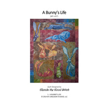 Load image into Gallery viewer, Front cover of a Bunny&#39;s Life raw edge applique pattern cover by Glenda The Good Stitch