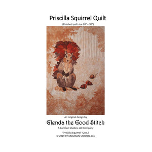 Front cover of Priscilla Squirrel raw edge applique pattern cover by Glenda The Good Stitch
