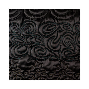 Plumes by Sweet Dreams Quilt Studio is an interlocking e2e pattern with a Modern feel.  It's shown here on black satin fabric with Glide Lagoon thread.
